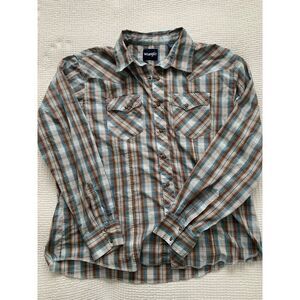 Wrangler Pearl Snap Cowboy Shirt Men's 2XL Plaid Long Sleeve ‎ Western
